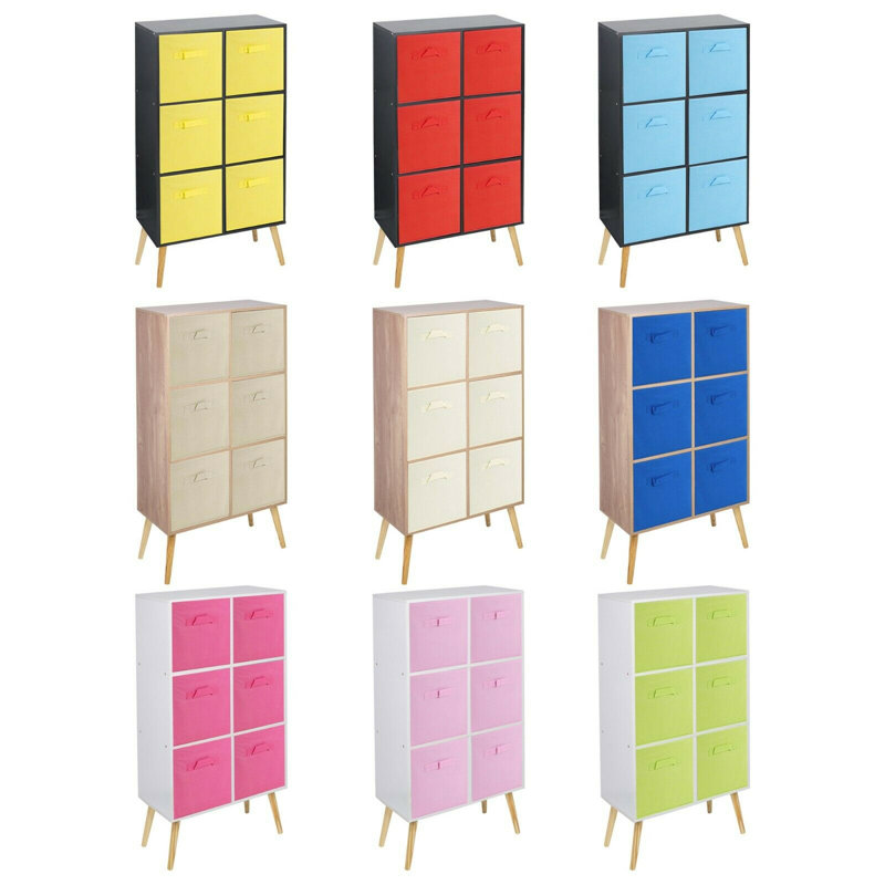 Zabarskaya 110cm H x 60cm W Wood Standard Bookcase, White/Red/Pine