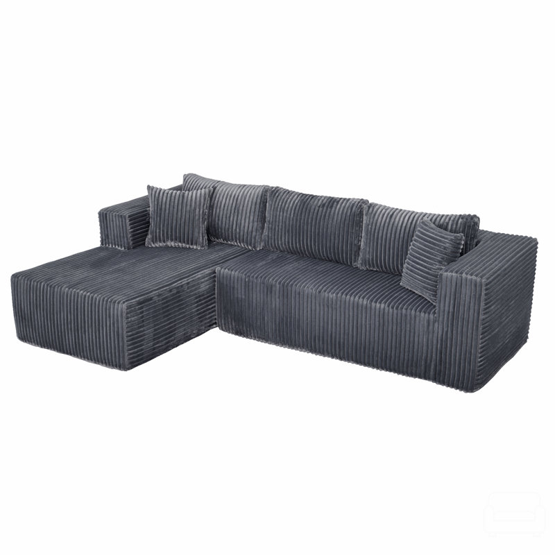 Canapé modulaire en forme de L de Boneless, Orienté à gauche (vu de face), Gris chenille