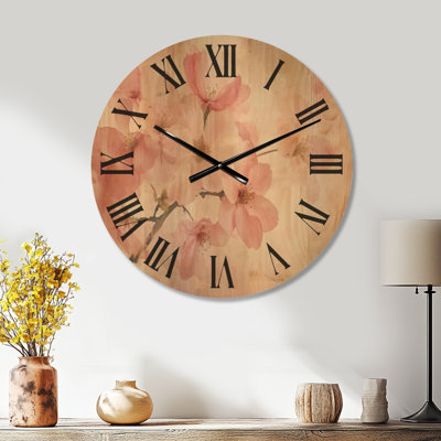 Horloge murale en bois Botanical Printed - Spring Blossom Drift