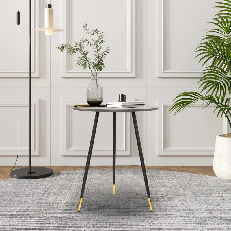 Table d'appoint contemporaine en bois avec 3 pieds pour chambres à coucher, salons, noir, Bois brun foncé