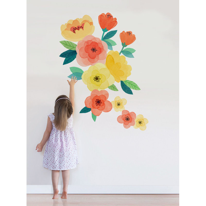 Adhésif décoratif aquarelle pour enfants, Jaune et orange