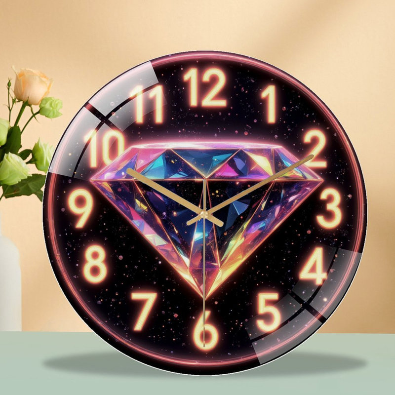 Horloge murale en verre 12 po Neon Style