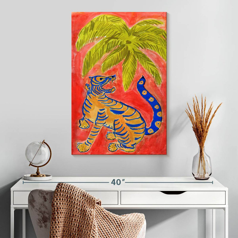 Brampt Tiger Under Palms, 30" H x 20" W