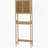 Bamboo Over The Toilet Storage Cabinet, Over Toilet Bathroom Organizer With Slatted Doors, Adjustable Shelf And Open Shelf, Natural