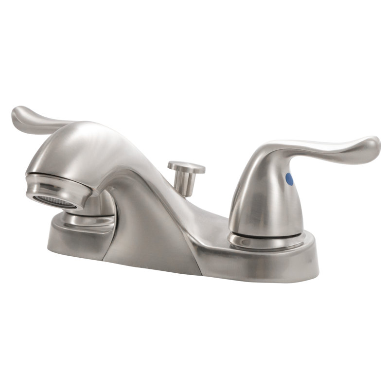 FlowCurve 4 in. Centerset 2-Handle Low-Arc Bathroom Faucet with Pop-Up Drain in Brushed Nickel