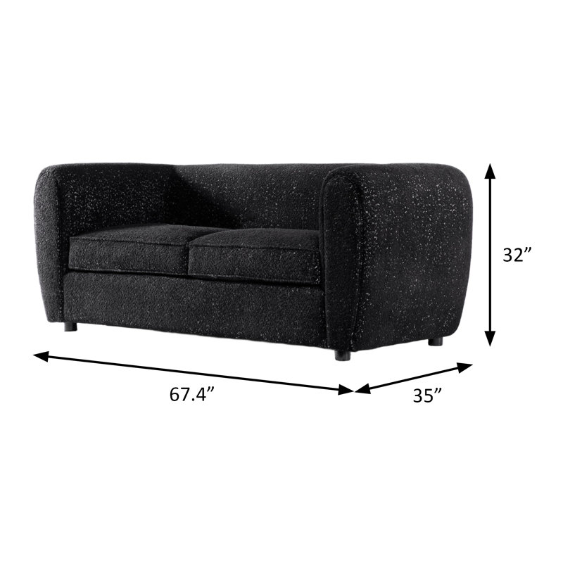 Causeuse contemporaine l 67,4 po, noir, Noir