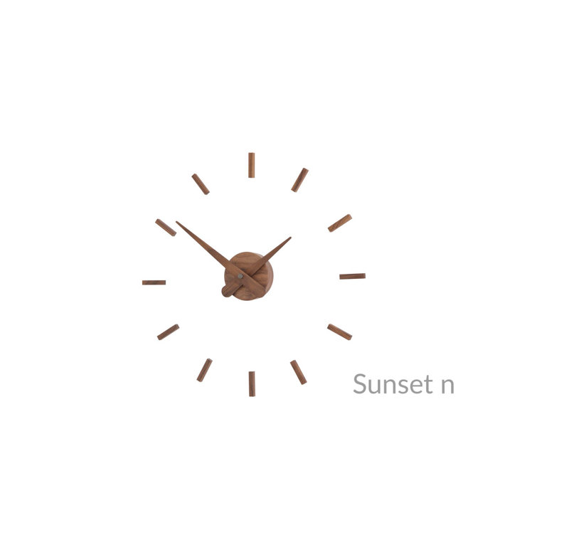 Sunset Solid Wood, Metal Analog Wall Clock, Walnut