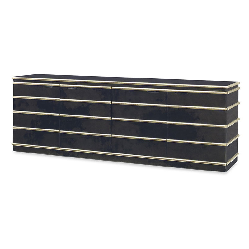 Tio Long Cabinet, High Gloss Black Vellum