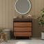 Meuble-lavabo autoportant moderne avec lavabo vasque en céramique et plateau en pierre frittée durable-670616674-670616701