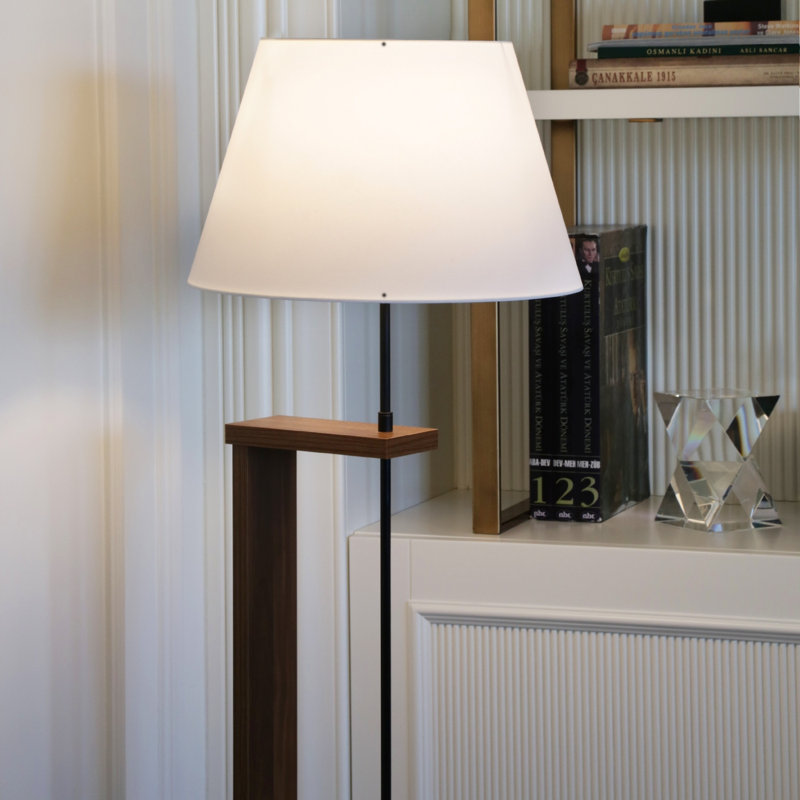 Elegant Wooden Floor Lamp, Cream Color, 59.1 in Height | 100% Wood with Fabric Cap (8.3 x 15.0 in) | E27 Socket, Max 40W | Scandinavian Design, Perfect for Living Room & Bedroom Décor, Stylish & Functional Lighting