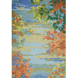 Landscape Floral Handmade Tufted Wool Teal/Yellow/Blue Area Rug