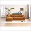 Canapé modulaire convertible en méridienne convertible, canapé modulaire en éponge à compression complète pour le salon en appartement, 3 places orange avec chenille grain de bois, 2 coussins inclus, L 86 po-118043822