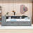 Two Drawers Wood Platform Bed with Storage Shelves and Charging Station-106813619-106813620