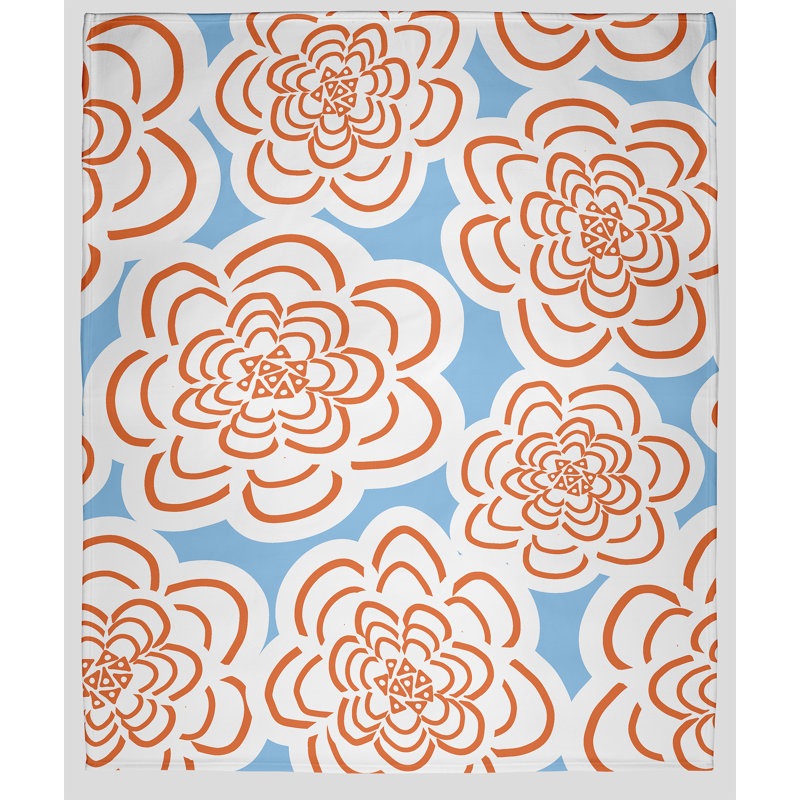 Couverture polaire Flower Power, L 30 po x L 40 po, Orange