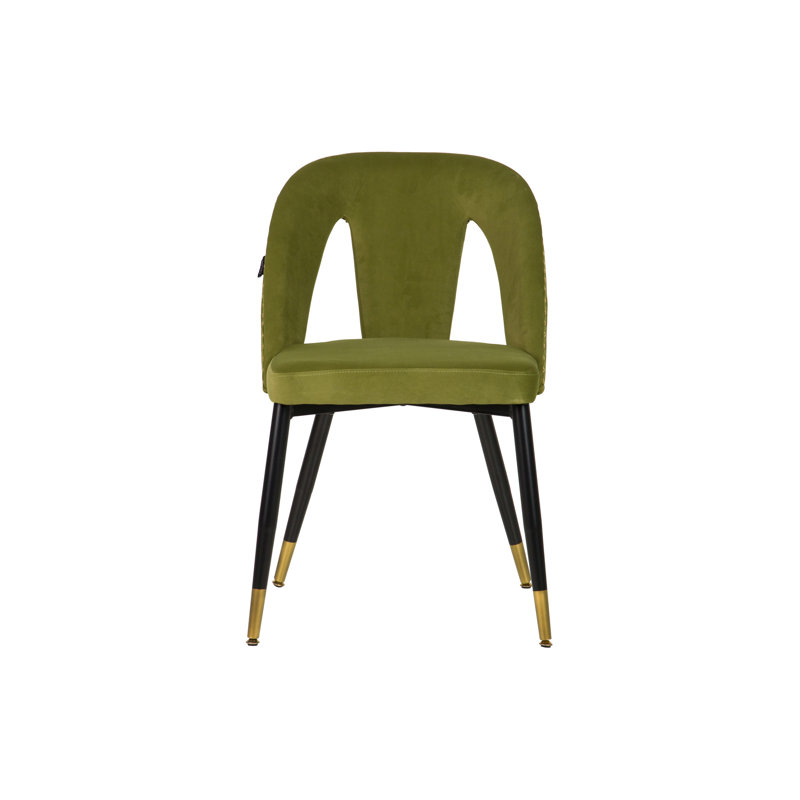 111.76cm H Velvet Upholstered Side Chair, Green/Gold/Black