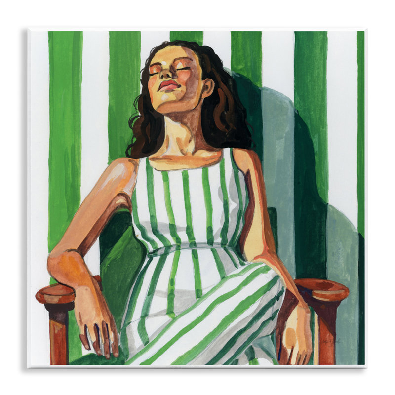 «Relaxing In A Striped Dress», plaque murale par Kate Jarvik Birch
