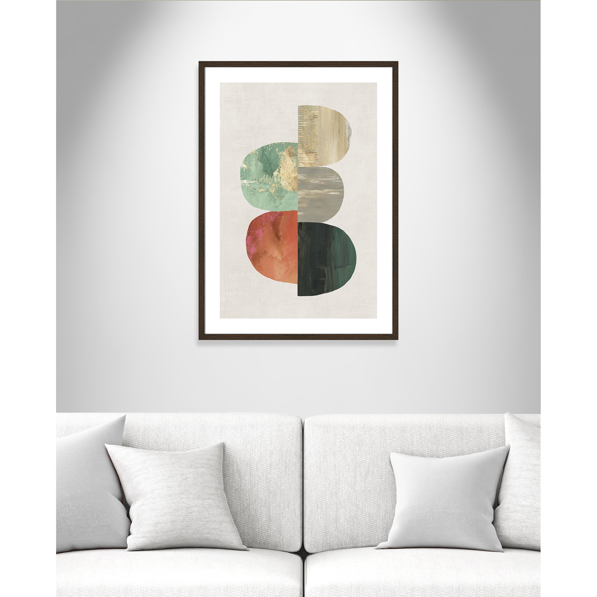 Evolving Energy I - Painting Print, 35.5" H x 25.5" W, Gold Bead, Picture Framed Paper