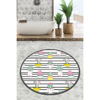 Tapis de bain antibactérien antidérapant, 31,5 po de diamètre, 100% polyester, 0,4 po de hauteur de poils | Lavable à la machine, 700 g / m² | Idéal pour la sécurité et le confort de la salle de bain, design élégant et fonctionnel