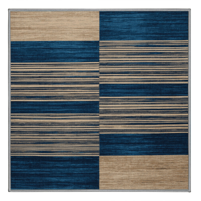 Machine Washable Horizontal Stripes Gray Area Rug, Square 8'