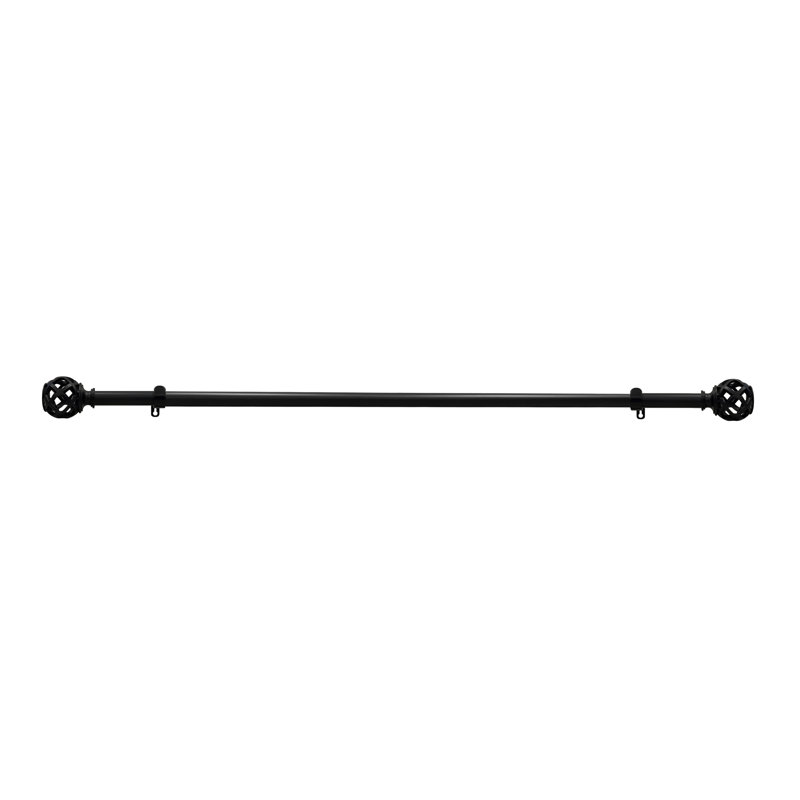 Buono II Black Adjustable Decorative Curtain Rod with Finial 28-48"
