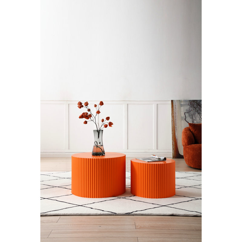 Table basse gigogne 2 - orange pour espace de loisirs 23,12 po Handcraft, Orange