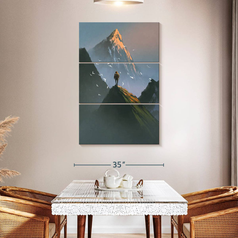 Senne, homme sur la montagne, H 50 po x l 32 po