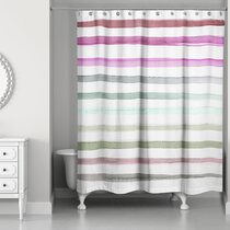 Pink Striped Shower Curtain, Hot Pink Neon Pink Cute Shower