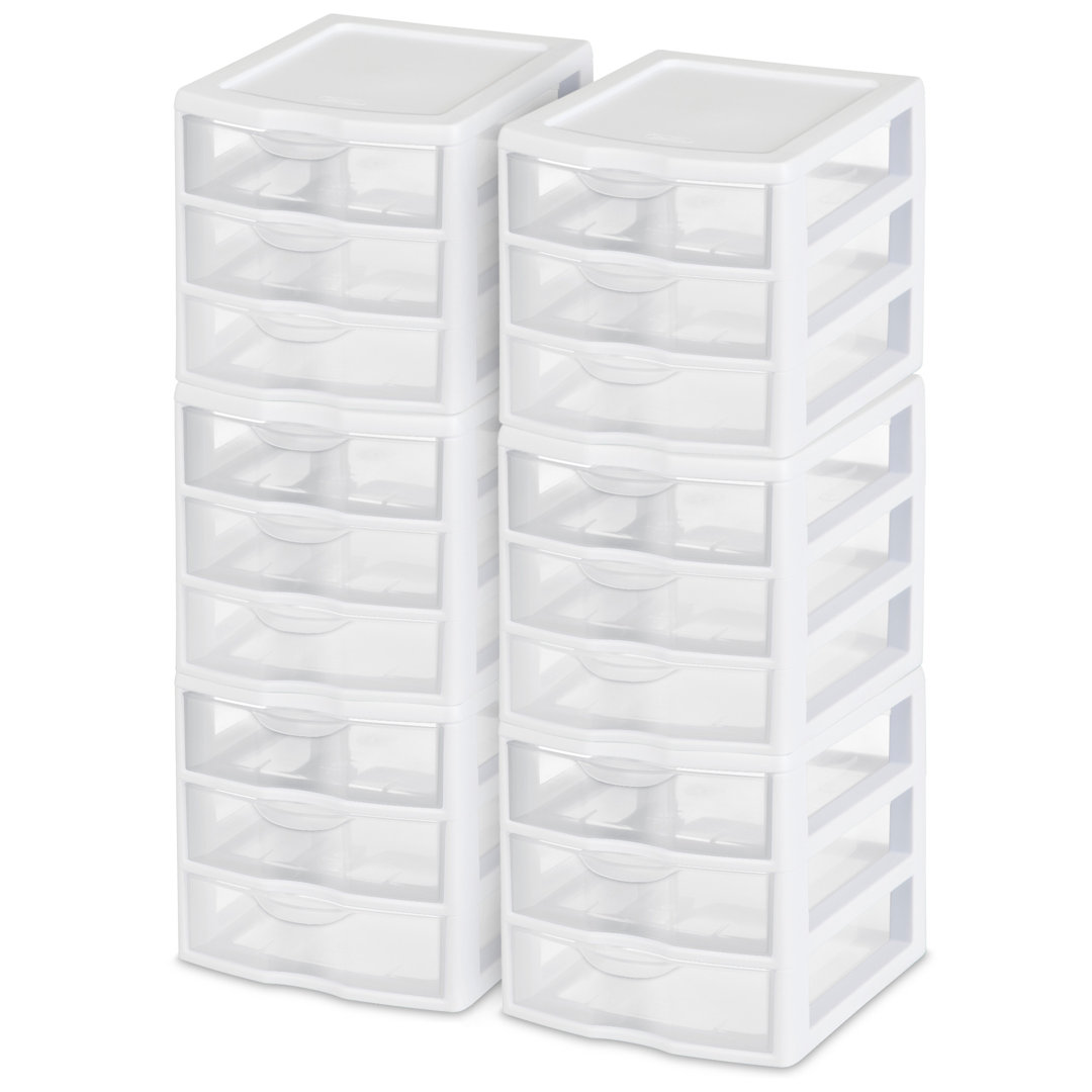 Sterilite Clearview Plastic Multipurpose Small 3 Drawer Desktop Storage Organization Unit for Home, Classrooms, or Office Spaces Sterilite Pack 