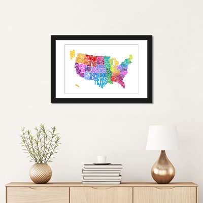 « (states) map typographique » par michael tompsett, art textuel sur toile