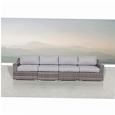 Fully Assembled 4-Piece Rattan Sectional Seating Set with Cushions