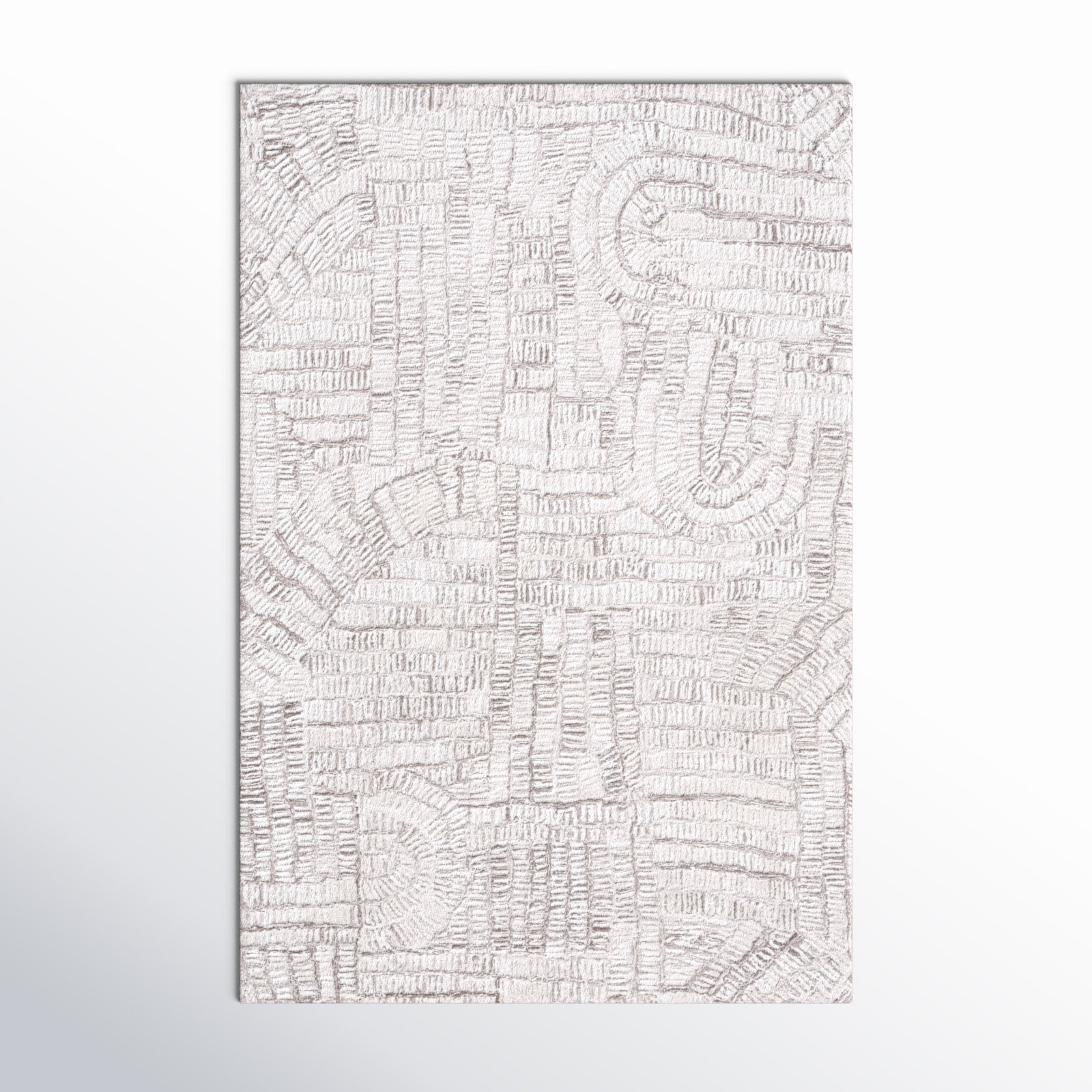 Ashwin Brown Ivory Hand-Tufted Abstract Rug, Rectangle 6' x 9'
