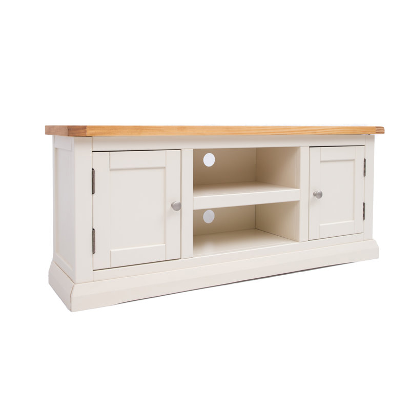Henslee TV Stand for TVs up to 55", White/Satin Chrome