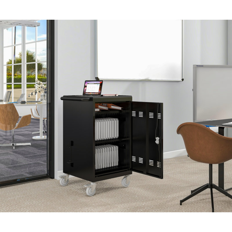Station de charge mobile 30 + 2Bay pour tablette Chromebook et ordinateur portable avec multiprise incluse, Noir