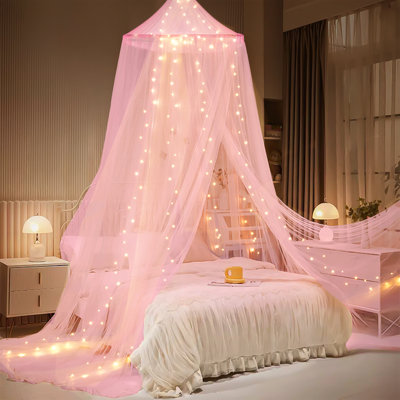 Bed Canopy with Lights, Bed Canopy with Luminous Stars, Canopy Bed Curtains for Twin to King Size Bed
