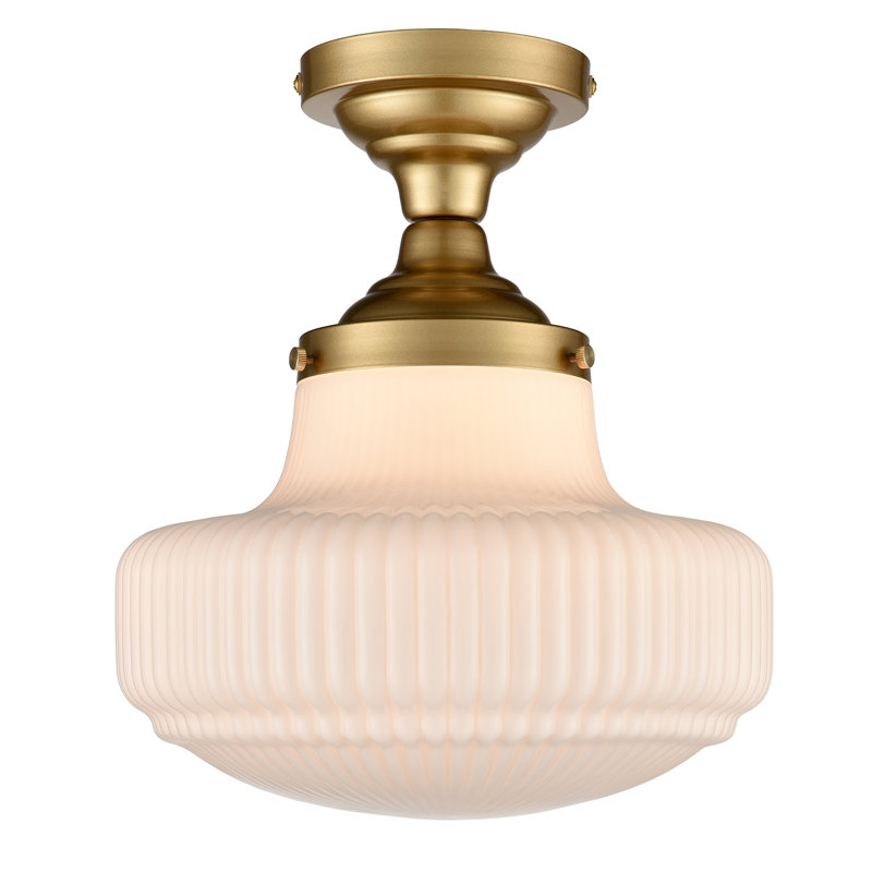 Modern Gold Ceiling Light With Textured Glass Shade, Clear