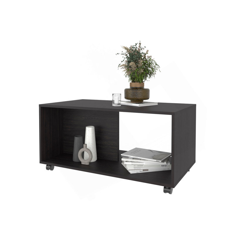 Gu Oidak Coffee Table With Open Storage And Caster Wheels, Wengue