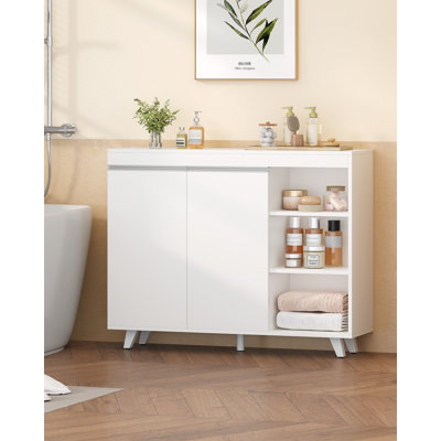 Sideboard Storage Cabinet, Morden Kitchen Cabinets with Adjustable Shelf and 2 Doors, Freestanding Kitchen Cupboard for Dining Room, Living Room, Hallway, 30 x 100 x 82 cm, White 