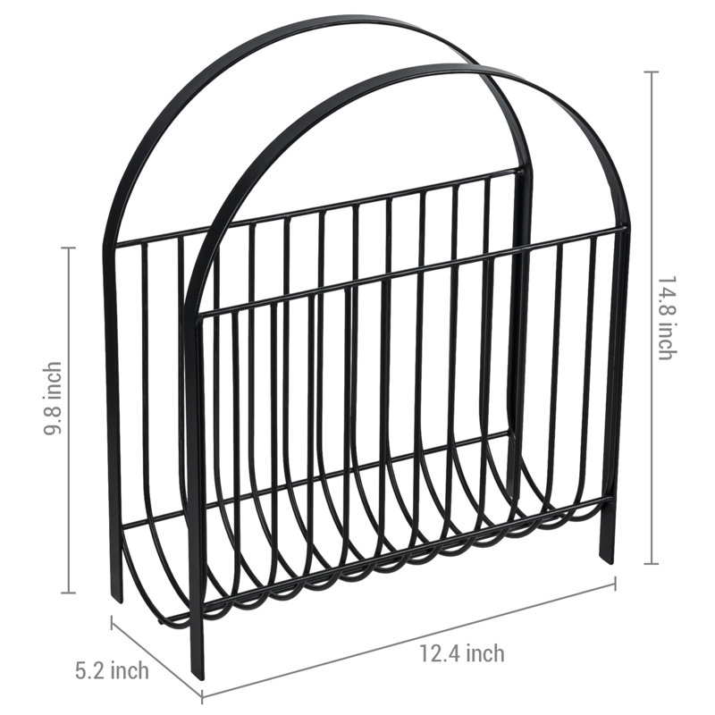 Freestanding Decorative Black Storage Magazine Rack 