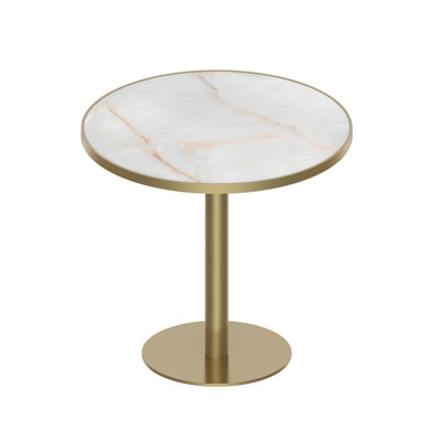 Table de bistro tulipe ronde et moderne avec plateau en faux marbre, structure en métal robuste facile à assembler