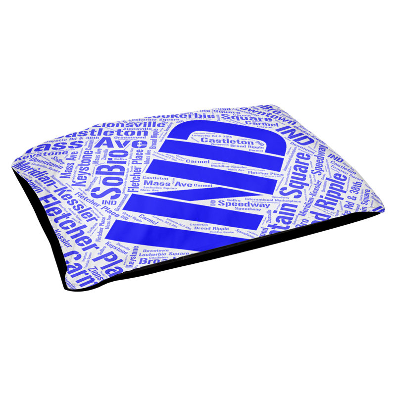 Coussin de chien « districts », Indianapolis, Grand (l 40 po x P 30 po x H 14 po), Bleu