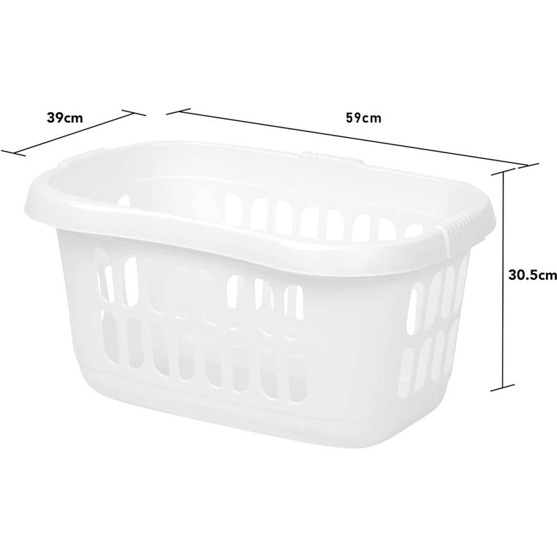 Plastic Laundry Hamper, Ice White