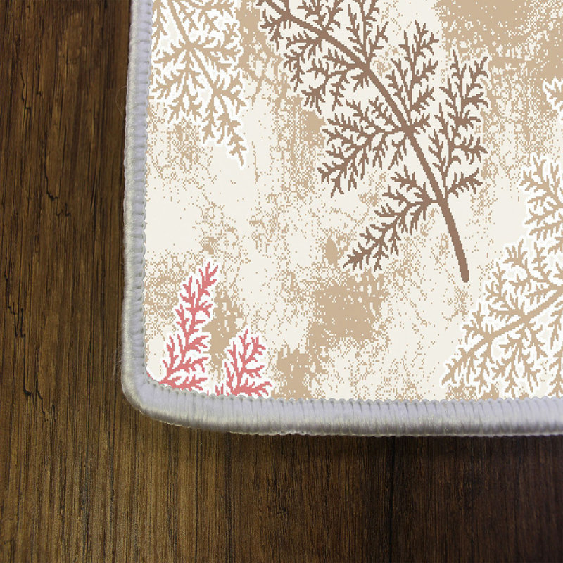 Tapis rose / beige en polyester tissé à la machine Cribbs, Rectangle 3 pi 3 po x 6 pi 7 po
