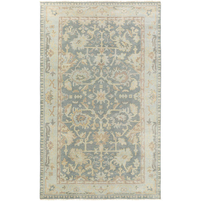 Cappadocia Wool Oriental Area Rug in Slate/Seafoam, Rectangle 9' x 13'