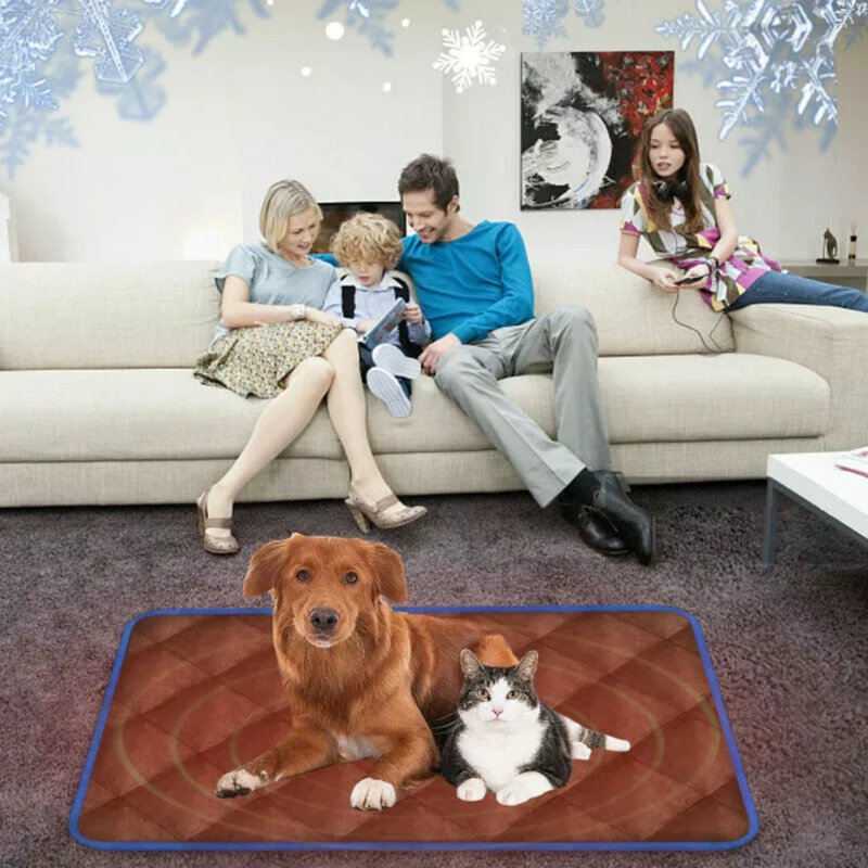 Tapis antidérapant chauffant pour animaux de compagnie, H 2 po x l 34,64 po x l 22,83 po, Brun