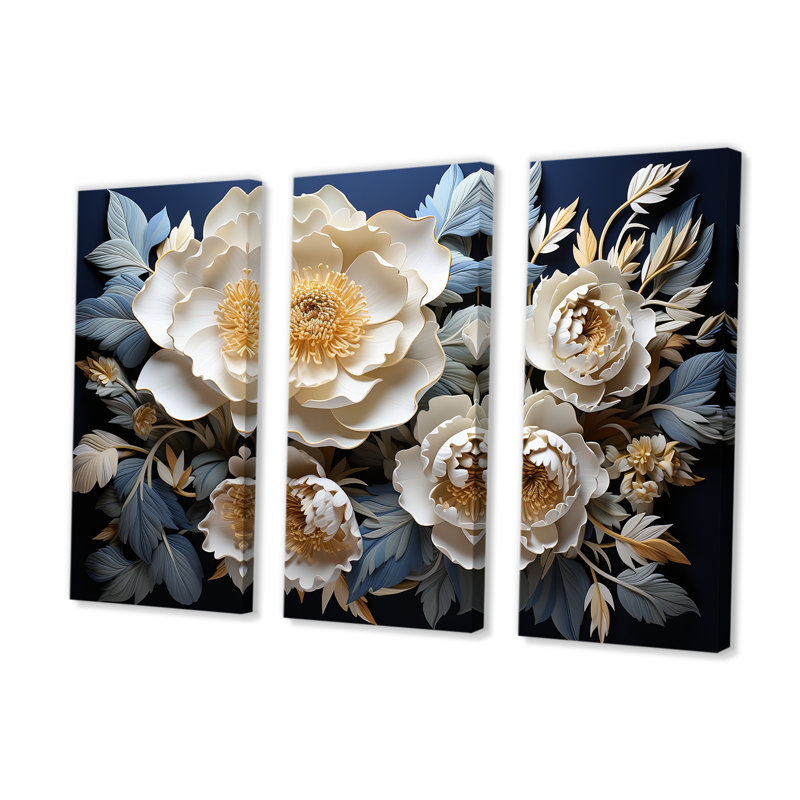 Pivoines dévoilées - ensemble d'art mural pivoines, H 28 po x l 36 po x P 1 po