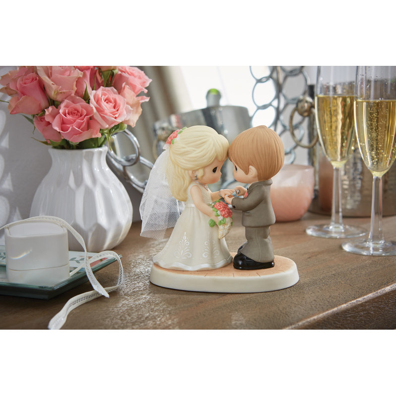 Precious Moments Bride and Groom Exchanging Rings Wedding Figurine 5.51 Inch
