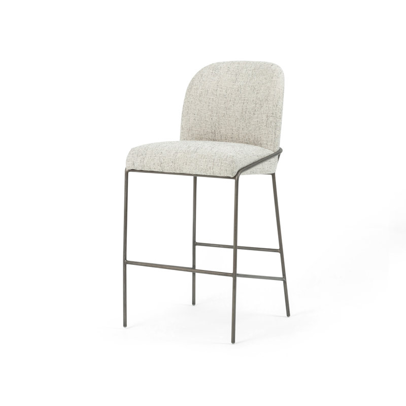 Tabouret de comptoir 25 po Laina, Tabouret de bar (siège d'une hauteur de 30,5 po), Mélange de polyester gris clair