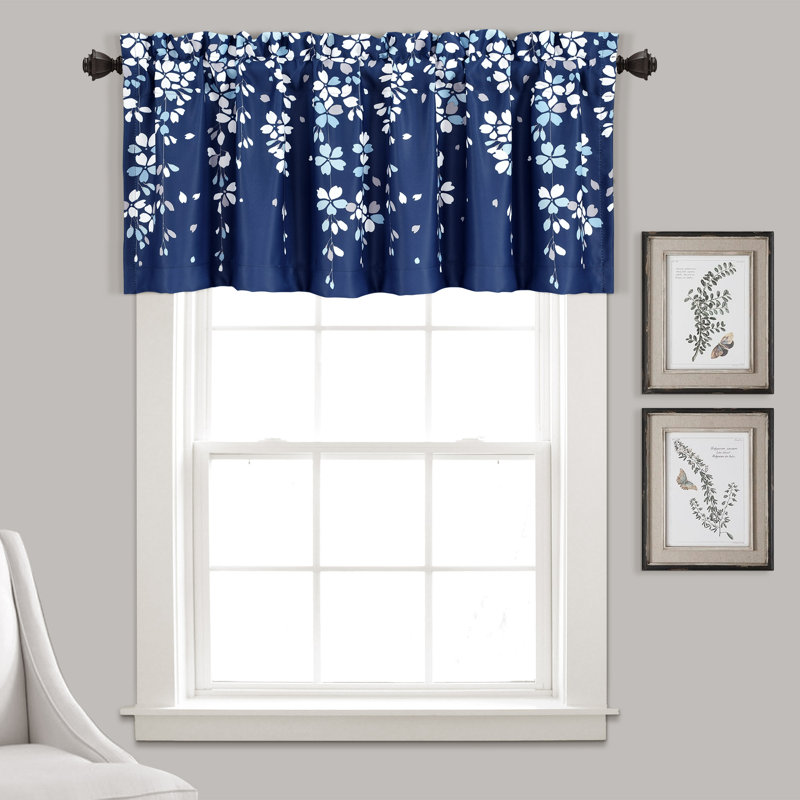 Floral Tailored Window Pelmet, Navy