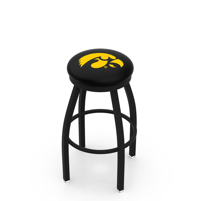 Tabouret de comptoir pivotant de 25 po NCAA, Noir froissé, Université de l'Iowa