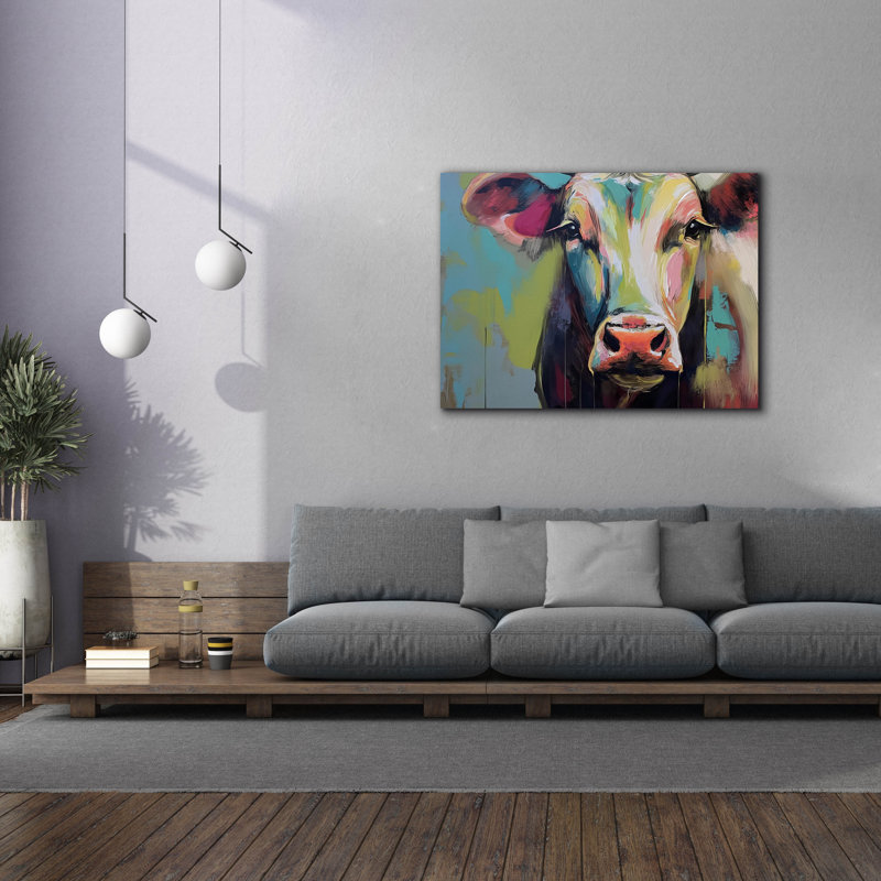 «The Cow No 2» par Andreas Magnusson, art mural sur toile, 34 po x 26 po, H 40 po x l 54 po x P 1,5 po